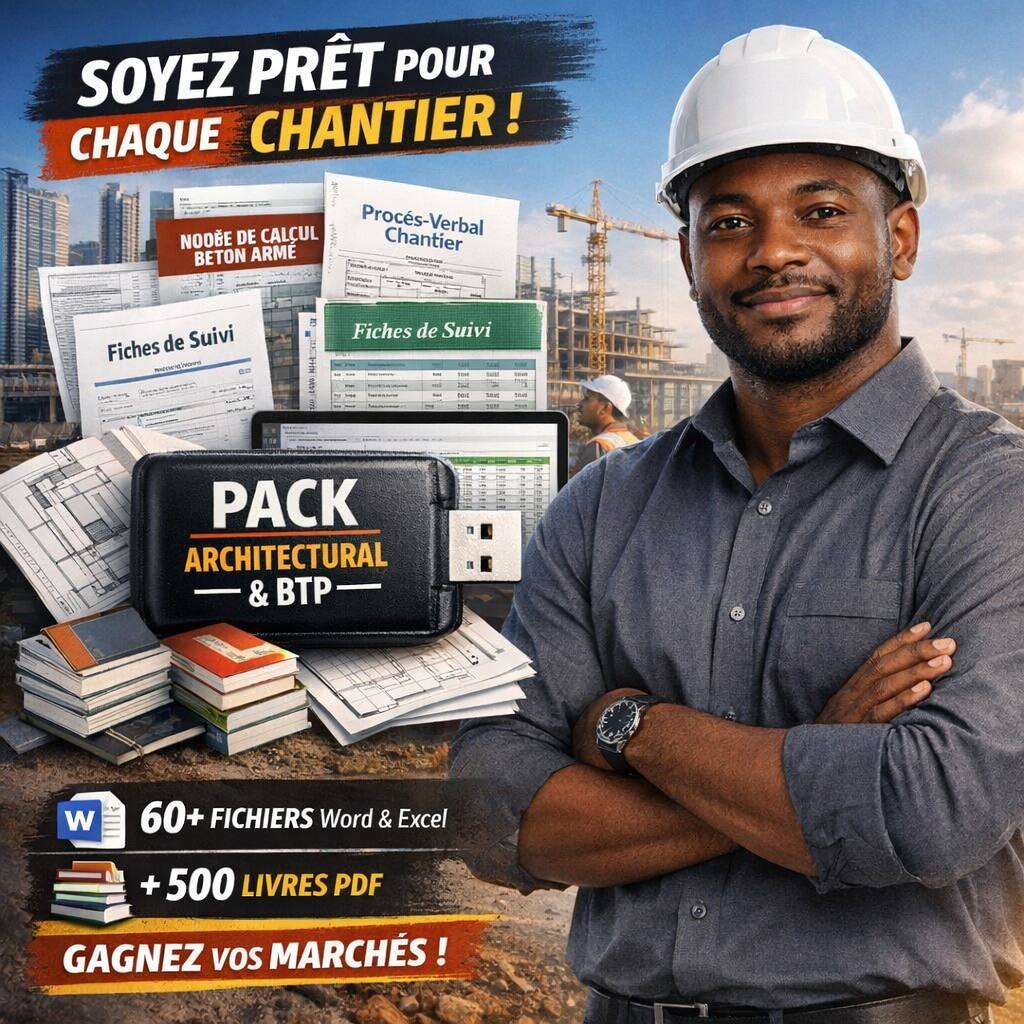 Pack de Fichiers Professionnels BTP et Génie Civil (Gestion de Chantier – Métré – Béton – Ferraillage, et autres…) livraison a domicile-Kinshasa-Lubumbashi sur clé USB, Prix : 30$