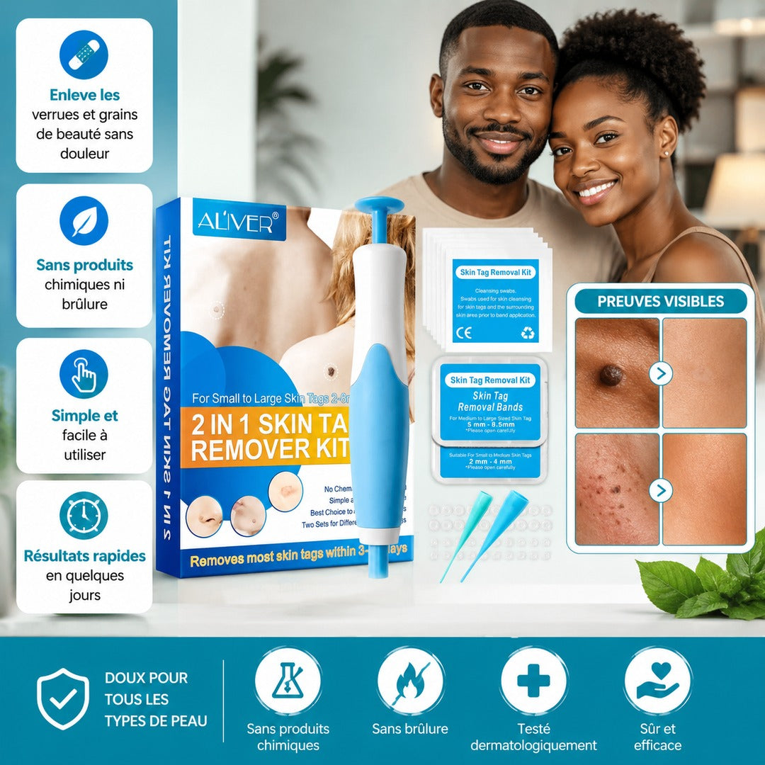 Kit de retrait de verrues et grains de beauté Aliver/ Homme et Femme - Prix : 30$